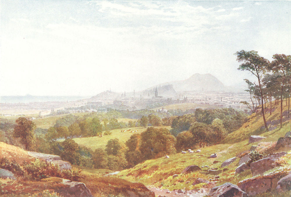 SCOTLAND. Edinburgh from Rest and be thankful 1922 old antique print picture